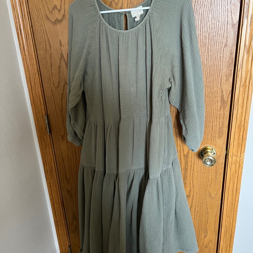 Green Tiered Midi Dress